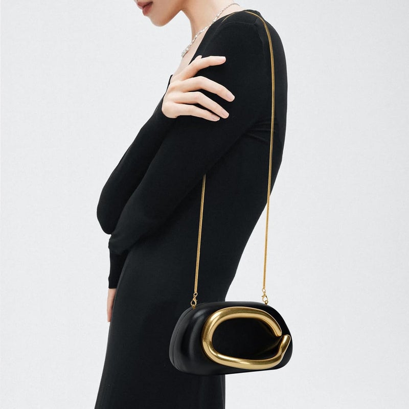NEWROGENG Clutch Purses for Women Formal, PU Leather/Marble Acrylic Evening Bags with Chain, Trendy Metal Handle Purses 2025 - Image 4